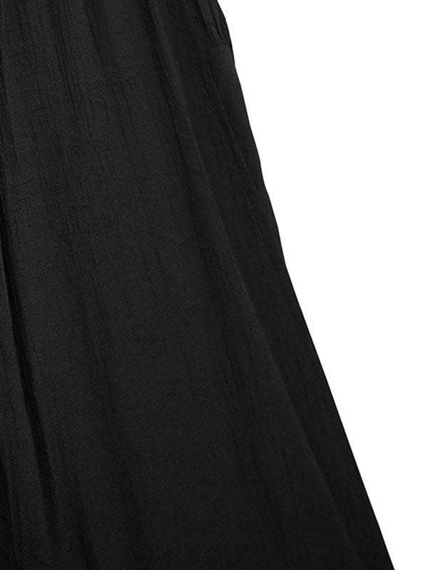 Elasticity Solid Color Split-Joint Loose Wide Leg Ninth Pants