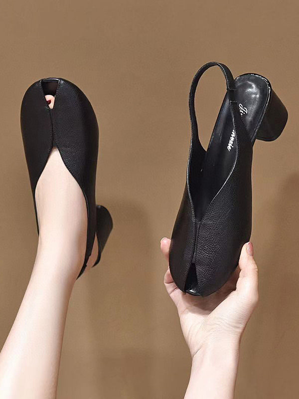 Solid Color Open Toe Pumps Sandals Shoes