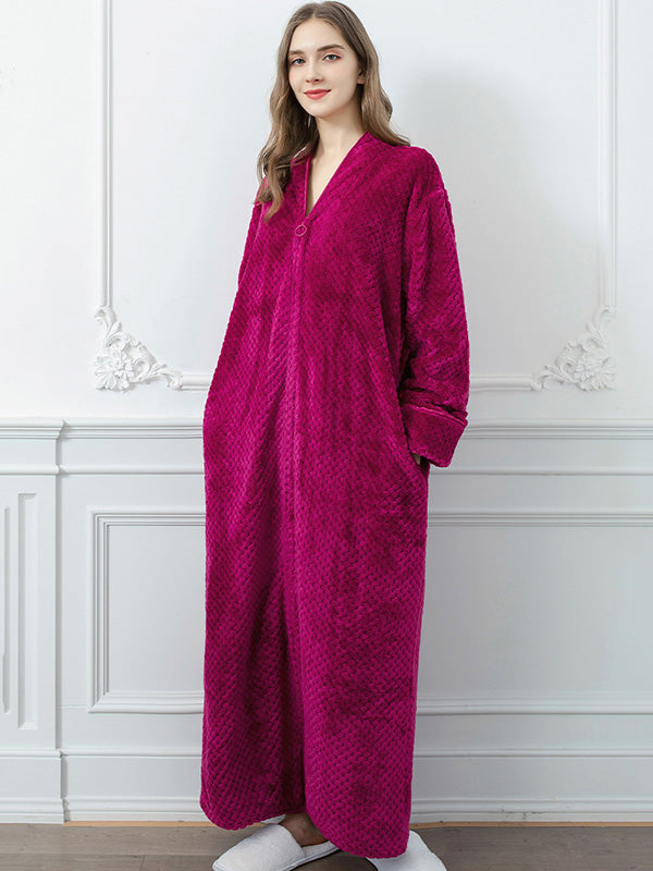 Comfortable Solid Flannel Pajama Robe