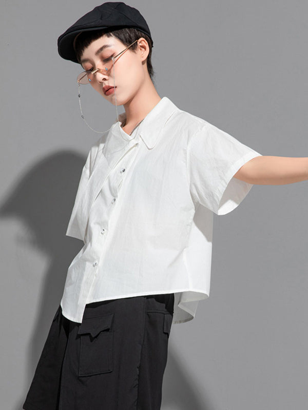 Stylish BF Asymmetric Lapel Blouse
