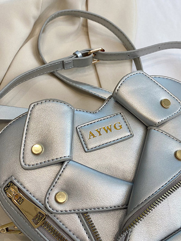 Heart Shape Split-Joint Zipper Handbags Crossbody Bags Bags