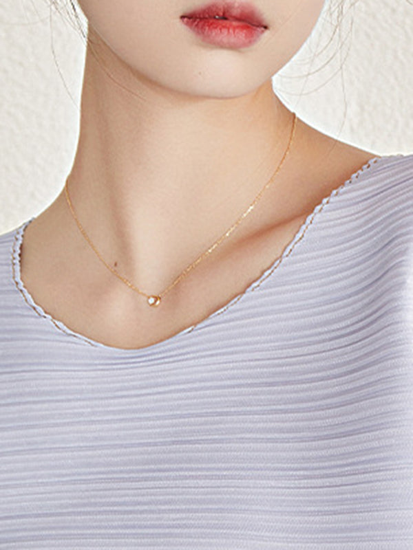 Cropped Sleeveless Pleated Round-Neck Vest Top