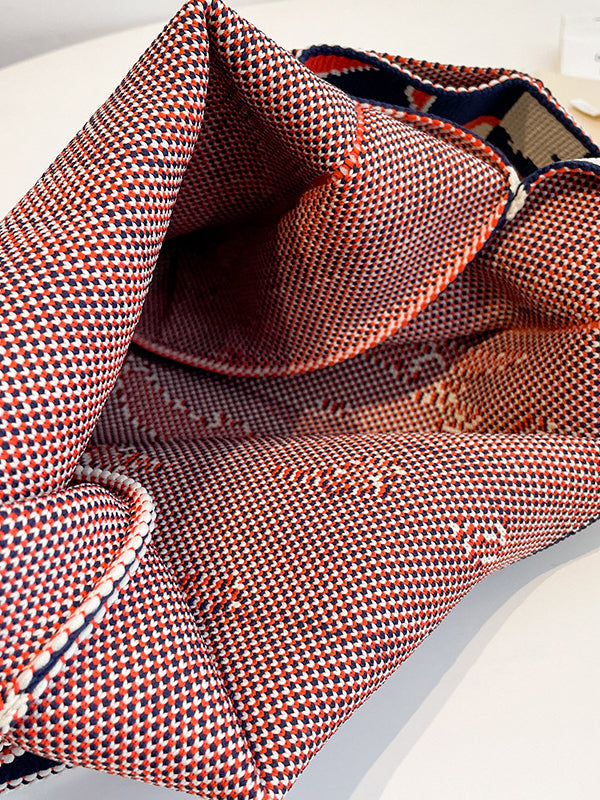 Contrast Color Woven Handbag Bags