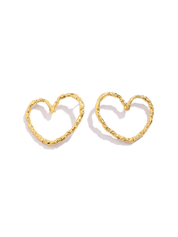 Geometric Heart Shape Hollow Solid Color Drop Earrings