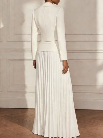 Elasticated Waist High Waisted Big Hemline Pleated Pockets Solid Color Zipper Wide Leg Pants
