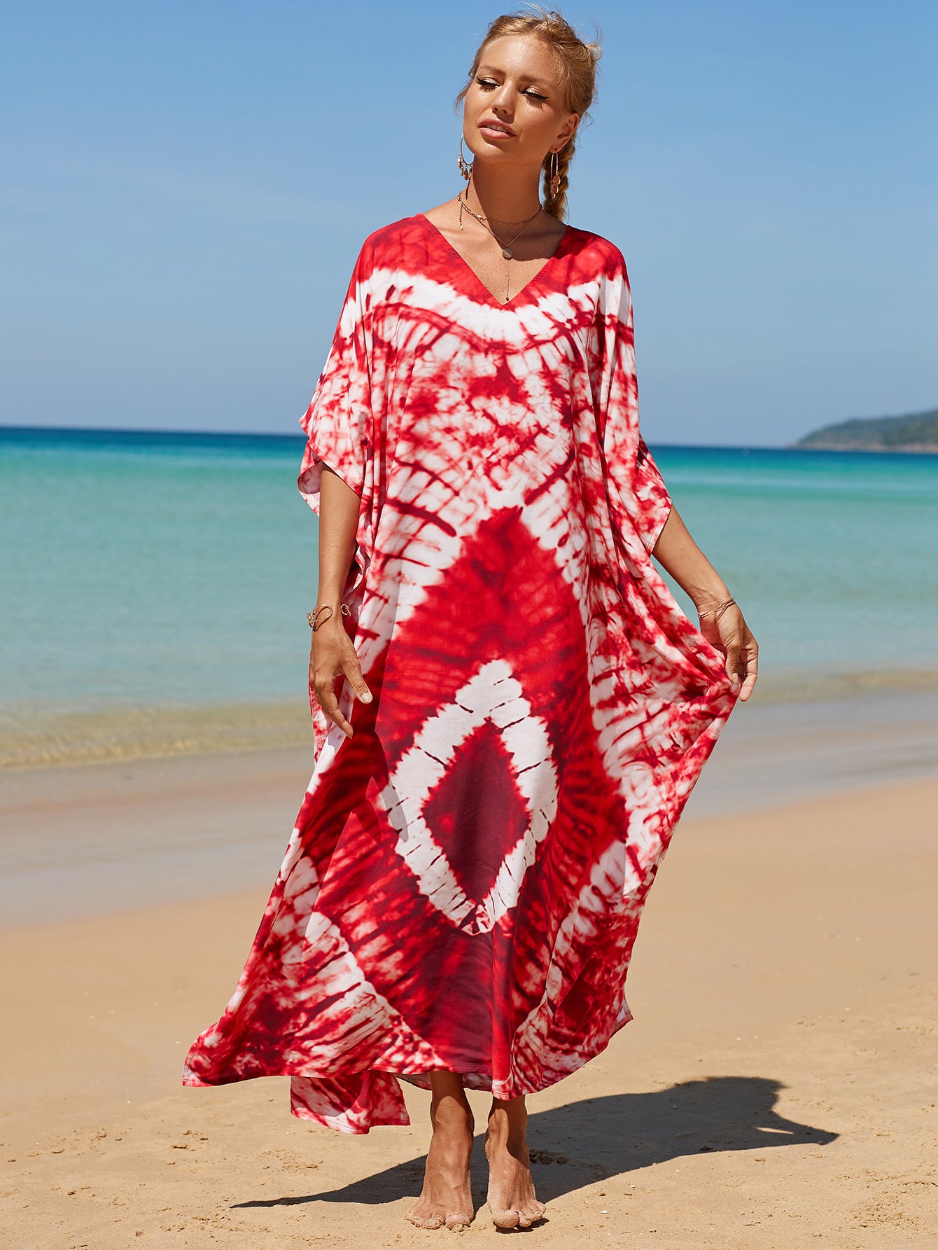 Batwing Sleeves Loose Solid Color Split-Front Off-The-Shoulder Blouses&Shirts Tops