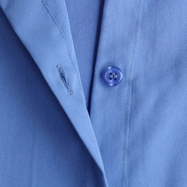 High-Waisted Hollow Solid Color Loose Puff Sleeves Lapel Collar Blouses&shirts Tops