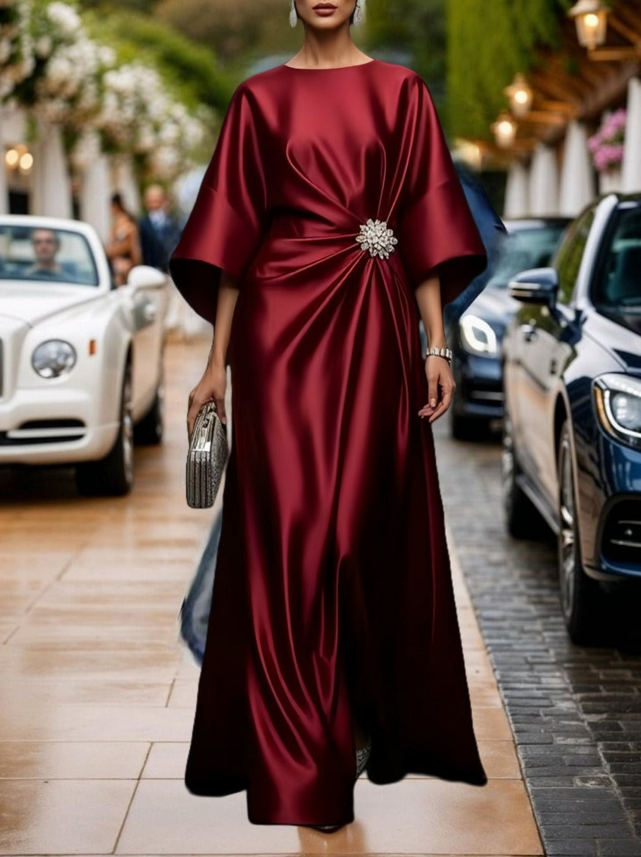 High-Low Irregular Clipping Solid Color Round-Neck Maxi Dresses