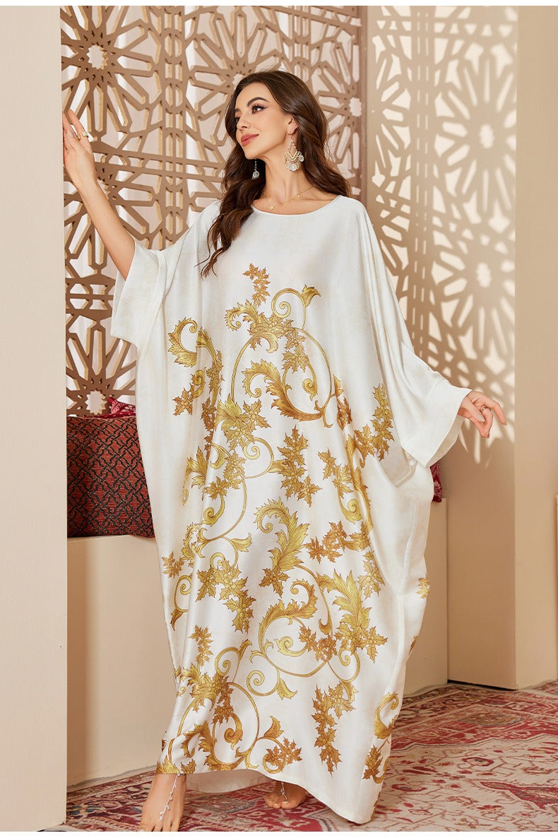 A-Line Loose Pleated Printed Split-Joint Tube Maxi Dresses