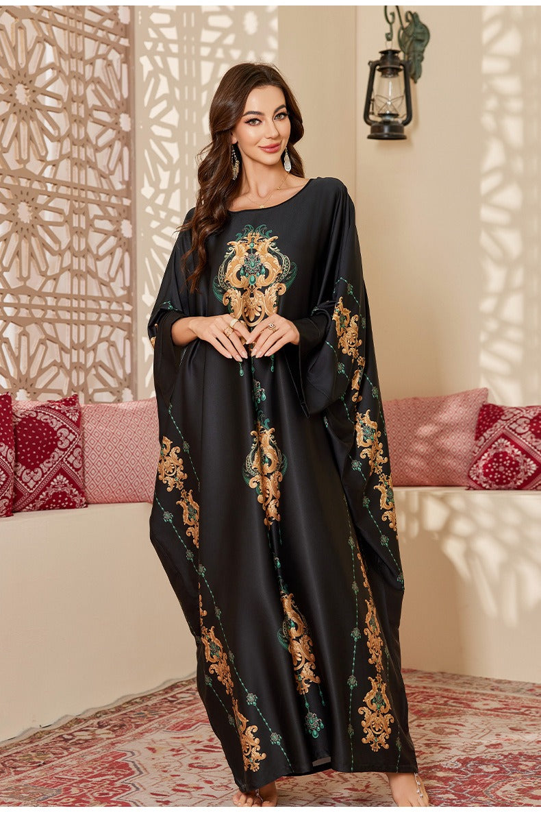 A-Line Loose Pleated Printed Split-Joint Tube Maxi Dresses