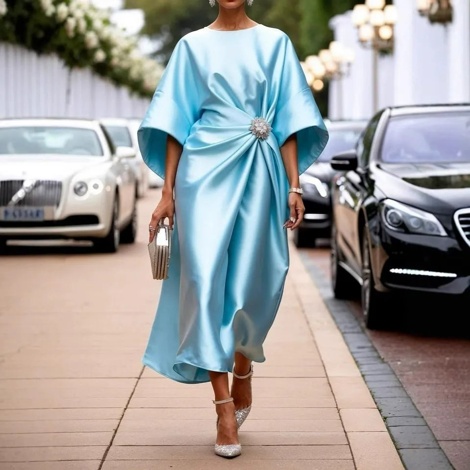 High-Low Irregular Clipping Solid Color Round-Neck Maxi Dresses